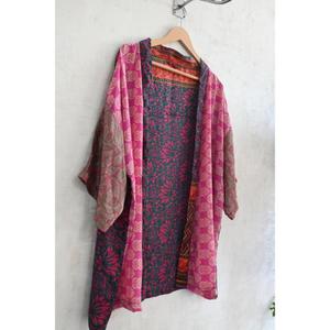 Bata de dormir de satén tipo kimono para mujer, talla grande, transpirable, hasta la rodilla, sexy, con patchwork de seda, ligera - Product Image 2