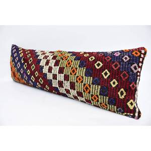 Coussin en laine multicolore patchwork Kilim Coussin décoratif tissé de luxe 12x36 pouces Feuilles vintage Portable pour la literie de canapé - Product Image 4