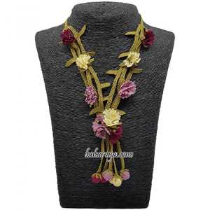 Lila İğne Oyası Karanfil Bahçesi Kolye Mürdüm Collar de moda - Product Image 1