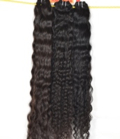 Ekstensi Rambut India Grosir 100% Virgin Remy Double Weft Tanpa Proses Mesin, Gelombang/Keriting 100g, Rambut Tenun Tamil Nadu Panjang