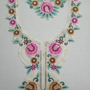 Exclusivo parche de borde de encaje de cuello de red elaborado a mano con hilo y bordado de piedra para trajes de moda blusa y vestidos - Product Image 1