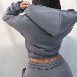 À la mode femmes sweat à capuche et ensemble court été deux pièces tenue Gym survêtement vêtements de détente tenue décontracté Streetwear Co Ord vêtements - Product Image 5