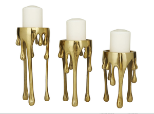 Juego de 3 Portavelas de Metal Plateado con Diseño de Goteo, Duradero, de Alta Calidad, Decoración de Farolillos Dorados para el Hogar, Navidad, Hecho a Mano - Product Image 2