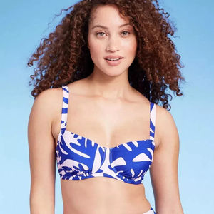 Kona Sol Completo Bikini Donna 2 Pezzi con Top Reggiseno Push-up con Ferretto e Dettagli Cut-Out, Taglia M, Stampa Corallo Blu Metallizzato Traspirante - Product Image 1