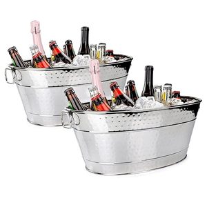 Prix le moins cher Baignoire à boissons galvanisée pour les fêtes Seau à glace en acier inoxydable pour les fêtes Seau à boissons - Product Image 5