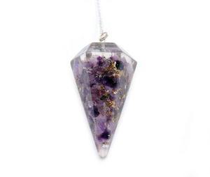 Venta al por mayor de alta calidad amatista orgón péndulo cuarzo tallado piedra preciosa para Reiki curación Feng Shui Hada fines espirituales - Product Image 1