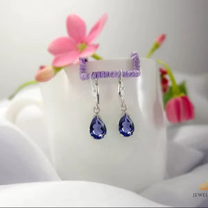 Bijoux fins, boucles d'oreilles clous en or jaune 14 carats, argent sterling 925, zircon, plaqué rhodium, pour cadeau de fête - Product Image 1