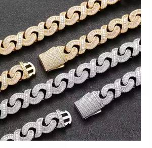 Chaîne à maillons cubains en argent unisexe de luxe Trendy D Color VVS Studded Diamond Tester Check Moissanite for Wedding Gifts - Product Image 3