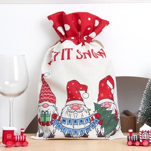 Personnalisé Classique <span class=keywords><strong>Rouge</strong></span> Plaid Santa Décoration Cordon Décoration de La Maison Toile Noël Pomme Sacs - Product Image 6