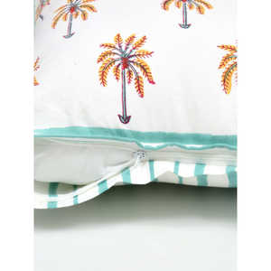 Hecho a mano Rajasthani bloque estampado verde amarillo Coco algodón funda de cojín 5 piezas Conjunto elegante fundas de almohada - Product Image 4