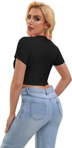 Camiseta corta de algodón con estampado personalizado para mujer, Camiseta holgada de manga corta de verano para una apariencia de calle elegante - Product Image 2