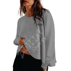 Sudaderas básicas holgadas con cuello redondo para mujer, Jersey corto de manga larga, camisetas con logotipo estampado, Tops de moda informales sólidos para otoño - Product Image 5