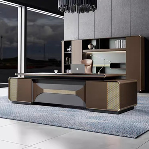 Luxury Wooden Panel Veneer Design Modern Modular Executive L-Shape Workstation Desk Extendable Office Furniture Easy Assembly - Product Image 1