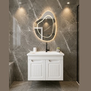 Conjunto de Muebles de Baño Premium con Encimera de Madera, Lavabo Sobre Encimera y Espejo LED Retroiluminado, Gabinete Blanco Estilo Shaker de 100cm 120cm - Product Image 4