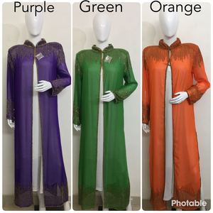 Abayas ชุดเดรส Maxi แขนยาวประดับลูกปัดสำหรับผู้หญิงสไตล์คาร์ดิแกนชุดเดรสปาร์ตี้ชายหาดรีสอร์ท