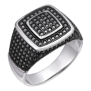 Bijoux de mode pour hommes en acier plaqué argent 925 certifié IGI, magnifique diamant noir, design carré classique de tous les jours - Product Image 2