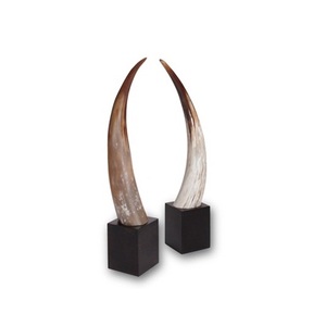 Paire de corne de buffle de haute qualité, support carré en bois pour la vaisselle, décoration de la paire de corne de buffle, meilleure vente - Product Image 1