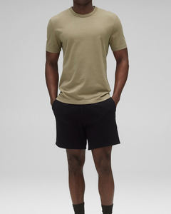 Camiseta minimalista caqui de alta calidad con cuello redondo para hombre, algodón suave, cómoda, elegante, esencial para todos los días, transpirable, de punto suave - Product Image 6