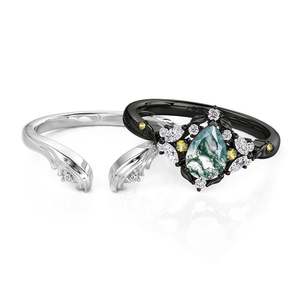 Ensemble de bagues en agate mousse Jeulia Midsummer Night Mystery Forest - Cadeau - Product Image 4