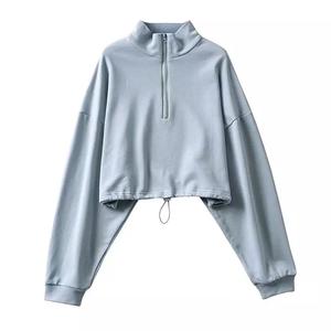 GAF Tops tuniques à demi fermeture éclair Crop Tops pour femmes Hoodies Logo personnalisé Crop Sweat Shirt Plain Custom Zip Up Hoodie - Product Image 6