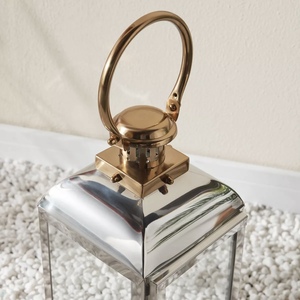 Lanterne porte-bougie en métal bicolore or et argent, dernière collection 2026, décorations de luxe pour le Ramadan, Noël et la maison - Product Image 6