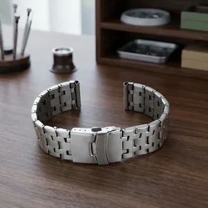 Luxury Unisex GD304 Silver Stainless Steel Smartwatch Band Stainless Steel Buckle Adjustable <b>Watch</b> Strap <b>Watch</b> Bands <b>Watch</b> Part - Product Image 3