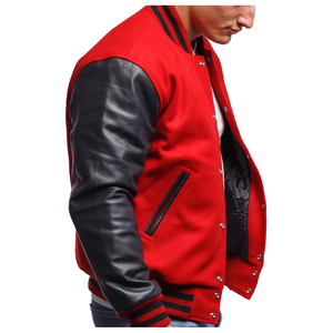 ผู้ผลิต OEM ODM แบบกำหนดเอง เสื้อแจ็คเก็ตเบสบอลแขนหนังคุณภาพสูงสำหรับผู้ชาย ใส่ได้ในฤดูหนาว บาง กันลม เป็นมิตรกับสิ่งแวดล้อม - Product Image 3