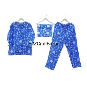 Conjunto de Pijama de Verano Floral Transpirable Hecho a Mano con Cuello Suave para Damas de Honor, 100% Algodón Puro para Verano e Invierno - Product Image 1
