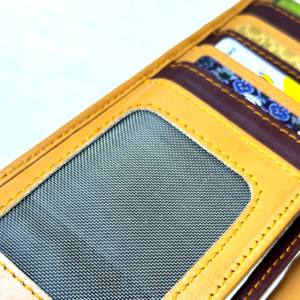 กระเป๋าสตางค์ยาวหนังแท้สำหรับทุกเพศแบบเปิดปิดได้มีการป้องกัน RFID บุซับในทำมือดีไซน์เป็นการใช้งานส่วนตัว - Product Image 4