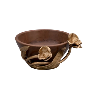 Bol à salade moderne en bois de noyer Qualité créative Accent floral argenté poli pour hôtel Restaurant Décoration intérieure Fournitures de mariage - Product Image 3