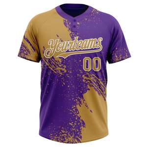 Fabriqué en usine personnaliser unisexe deux boutons sublimé Softball Jersey abstrait coup de pinceau brodé nom de l'équipe et numéro chemise - Product Image 5