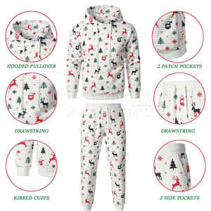 Venta al por mayor invierno logotipo personalizado Jogging trajes liso color sólido Navidad Sudadera con capucha hombres chándal precio razonable OEM - Product Image 4