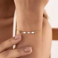 Bracelet tennis minimaliste en argent sterling 925 et or massif 18 carats, personnalisé avec pierre de naissance, bijou personnalisé, cadeau d'anniversaire et de fête pour femme