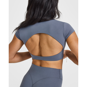 New Summer Granite Blue Women's <b>Crop</b> <b>Top</b> Breathable Soft And Stretchy Print Cotton Short Sleeve Workout <b>Crop</b> <b>Top</b> Tees for Women - Product Image 6