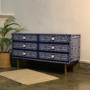 Consola de mesa de té elegante de gama alta india de estilo moderno cajón de resina personalizado con incrustaciones de hueso precio de fábrica al por mayor - Product Image 3