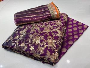 Ssumaira's Luxury Pure Jamawar Banarsi camisa pantalón listo para usar Dupatta 3 piezas cosido trajes de mujer ropa Formal - Product Image 3