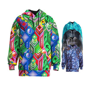 Sweat à capuche surdimensionné teint uni imprimé personnalisé avec poche kangourou Sweat-shirt unisexe en coton écologique confortable au quotidien - Product Image 1