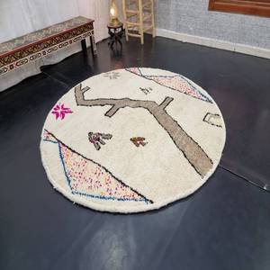 Tapis de travail ronds faits à la main 100% coton, motif imprimé bloc à la main, pour la décoration intérieure. - Product Image 3