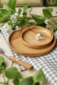 Eco-Friendly Wooden Serving Platter <b>6</b> Inch Round Polished Country Design <b>for</b> Formal Dining and Snacks From India - Product Image 6