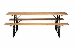 Biergarten Dining <b>Table</b> <b>with</b> Rustic Wooden Top and Black Metal Folding <b>Legs</b> Handcrafted Event <b>Table</b> for Weddings Gatherings - Product Image 2