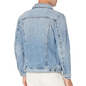 Veste en jean pour homme, coupe moderne, lavée, col montant, boutons sur le devant, décontractée, pour moto - Product Image 6