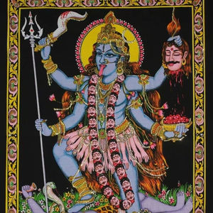 Tapisserie murale religieuse hindoue bohème, petit affiche en coton, décoration ethnique faite à la main pour la maison, par des consignateurs indiens - Product Image 2