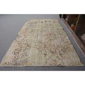 Alfombra turca Vintage 3,6X6,3 pies Beige área grande lana rectángulo Patchwork patrón abstracto látex respaldado para uso en el pasillo - Product Image 2