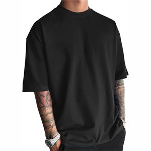 Camiseta de Hombre de Alta Calidad, 100% Algodón Orgánico, Corte Holgado y Extra Grande, Manga Corta, Color Sólido, Bordada, 240 Gramos de Peso de Tela - Product Image 5