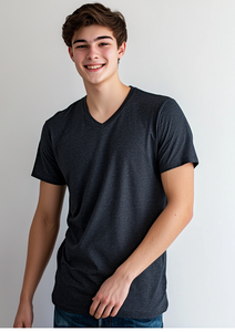 Cómoda camisa informal con cuello en V para hombre 100% mezcla de punto de algodón manga completa suministro ODM - Product Image 4