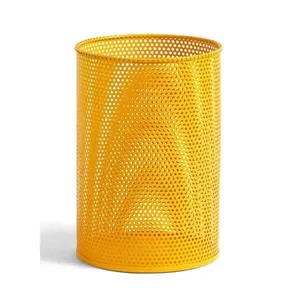 Poubelle faite à la main de style moderne, poubelle pour tous les intérieurs, panier de rangement, boîte en filet métallique de haute qualité, design jaune - Product Image 1