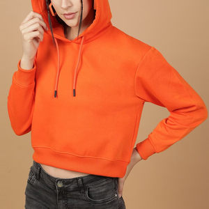 Haute qualité personnalisé recadrée pull à capuche pour les femmes à manches longues haut court Streetwear sportif respirant blanc sweats à capuche hiver - Product Image 2