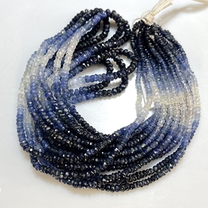 Perles de saphir bleu ombré en forme de rondelle à facettes en gros pierre précieuse naturelle pour les fournitures de perles de bijoux - Product Image 3