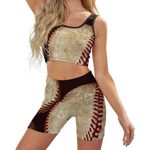 บราคอตัวยูและกางเกงขาสั้นสำหรับผู้หญิงชุดโยคะเสื้อครอปท็อปกางเกงขาสั้นออกกำลังกายในยิมเสื้อผ้าแนวสตรีท - Product Image 5