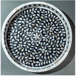 Bandeja Decorativa de Mosaico Floral de Alta Calidad y Tamaño Personalizado, Elegante Bandeja Redonda con Diseño Floral y Asa de Madera para Servir - Product Image 4